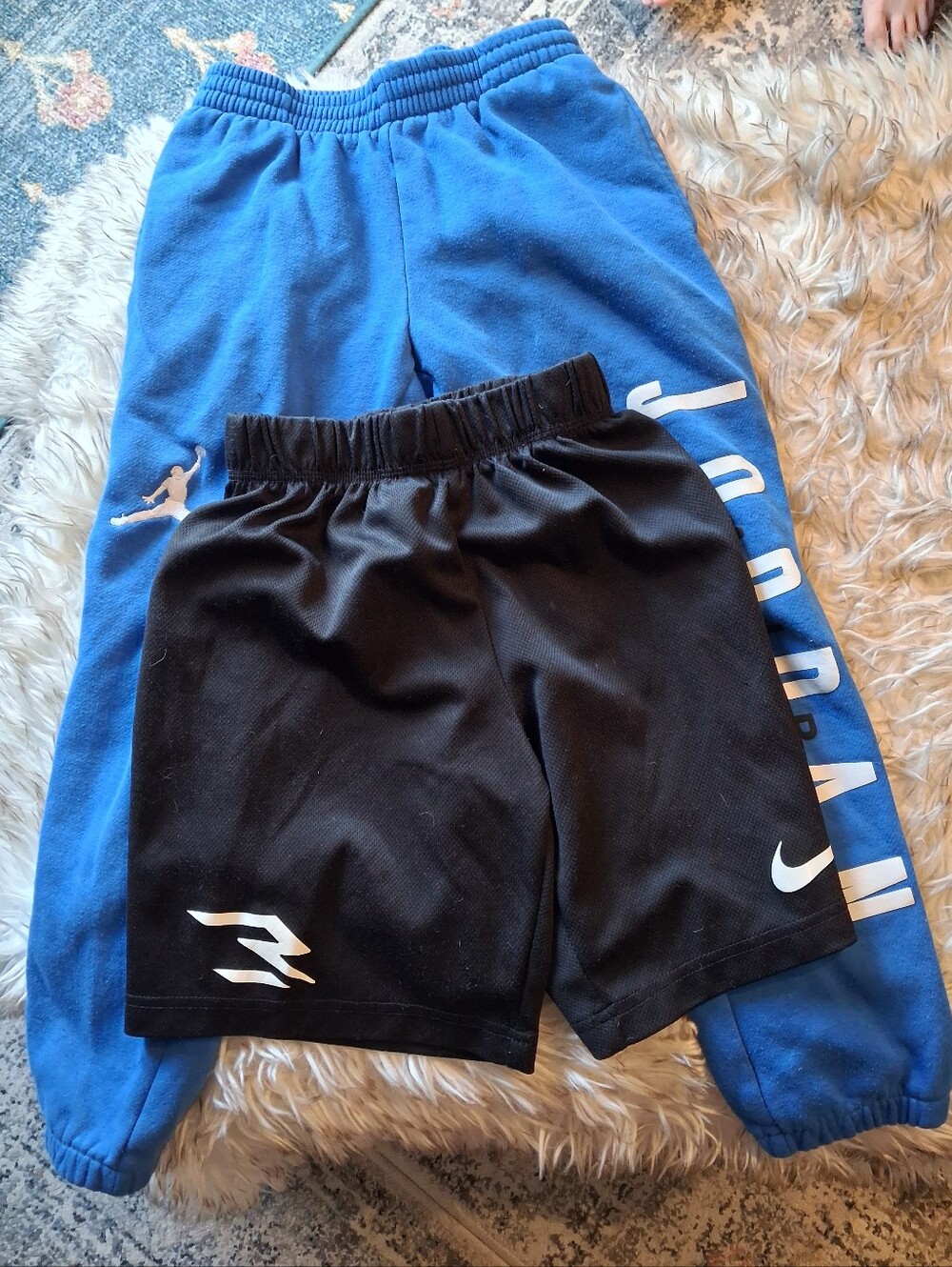 Nike Kids Black Jogger Shorts with Blue Sweatpants Set